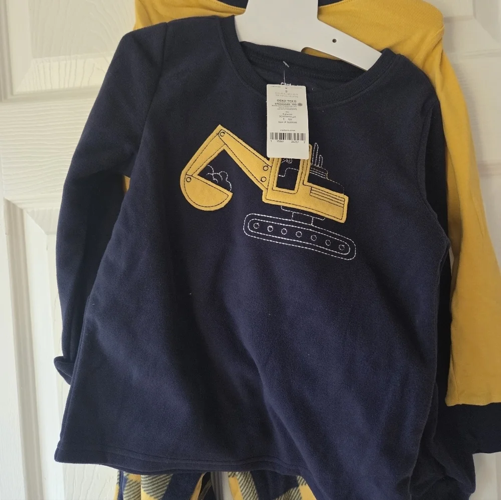 Carter's Boy's Pajamas Construction Set 4pcs NWT Navy and Yellow - Picture 6 of 6